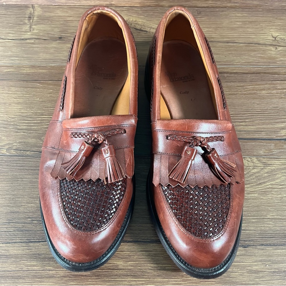 Allen Edmonds Brown Woven Leather Tassel Loafers